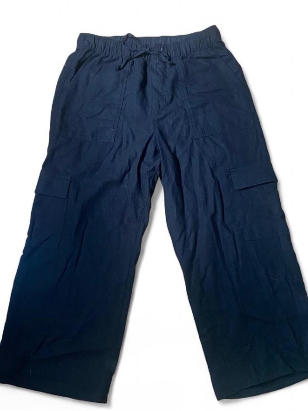 Gap Black Wide Leg Linen Pants with Pockets and Elastic Waistband